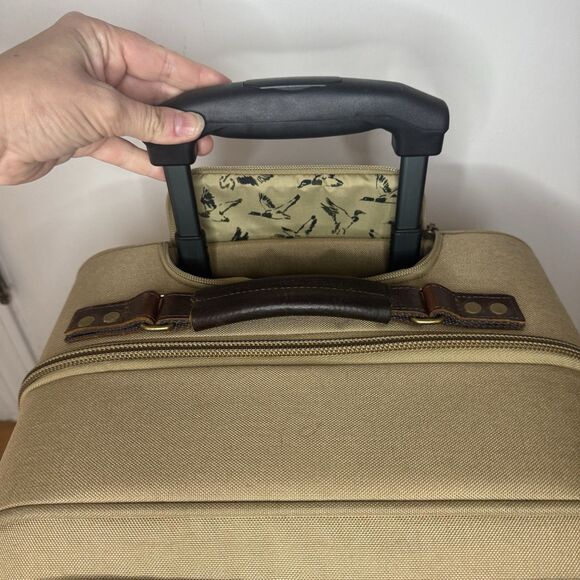 L.L. Bean Small Luggage Carry On With 360 4 Wheels Spinner Tan Canvas Suitcase - Picture 7 of 12